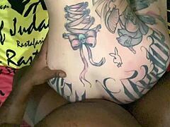 Tattooed ass gets interracial pounding