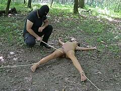 Tied up and punished outdoors