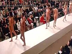 Outdoor runway fun in the buff