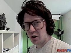 British nerd gets first cum experience