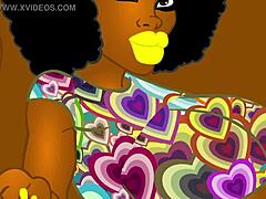 Cartoon striptease with ebony goddesses