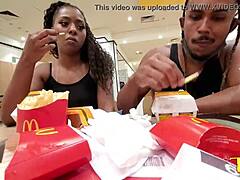 Latina couple's McDonald's outdoor adventure