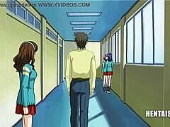 Submissive students in retro hentai