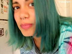 Latina teen jams big dildo