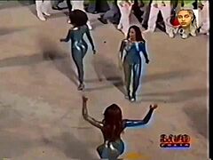 Sultry Latinas strip at Carnaval