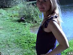 Step sister gets big cock outdoors