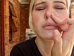 Kinky blonde's wild nostril and BJ adventure