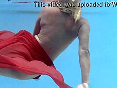 Emily Ross swims naked in pool