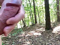 Gay woods scene with cum shower