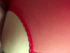 Angentina merah nylon lingerie pertunjukan cumshot