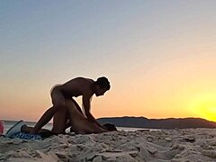 Amateur couples' romantic beach sunset