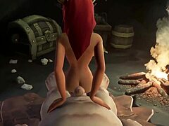 Redhead elf rides monster cock