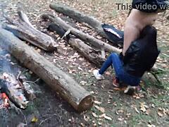 Public forest fun with cumshots