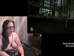 Nude gaming with natural tits