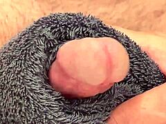 Close-up cum shot with intense masturbation