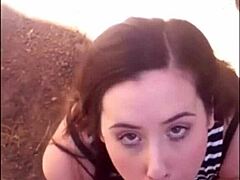 young amateur teen couple outdoor blowjob