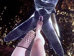 おい、Lady Bela Dimitrescusがペットゾンビにフットジョブしてるよ、このResident Evil Villageポルノパロディさ！