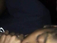 I give head to this monster cock, sucking it deep.