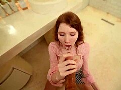 tinder slut got fucked hard in hotel bathroom first meet 😈