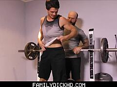 Stepfather and stepson's steamy workout