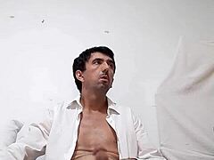 Naughty Guy Shows Huge Veiny Cock In Red Transparent Underwear