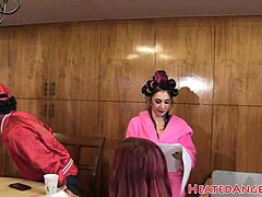 Stunning alt beauty gets interviewed for goth tattoo fetish casting.