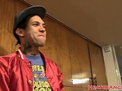 Stunning alt beauty gets interviewed for goth tattoo fetish casting.