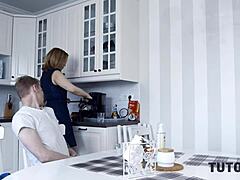 Fabulous lesbians have some nice time in a kitchen