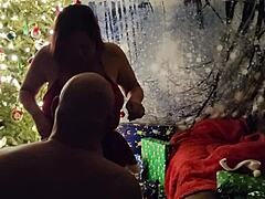 a christmas photoshoot turns into fun with feet posing in the studio.