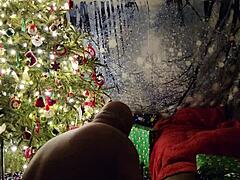 a christmas photoshoot turns into fun with feet posing in the studio.