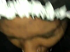 Ebony babe gives sloppy deepthroat blowjob to black guy 😈