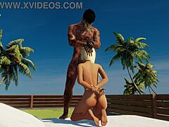 Surprise visitor brings his big cock for outdoor anal