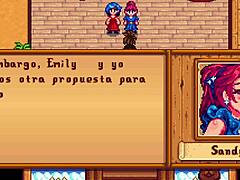 I played Xtardew Valley with Sandy and Emily in Spanish version of Stardew Valley