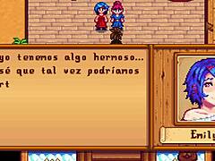 I played Xtardew Valley with Sandy and Emily in Spanish version of Stardew Valley