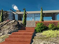 Surprise visitor brings his big cock for outdoor anal