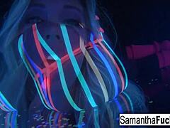 Samantha Saint solo in black light.