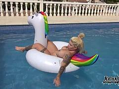 aviva rocks masturbates on unicorn