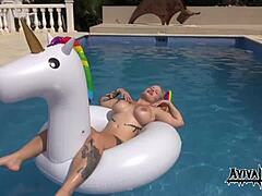 aviva rocks masturbates on unicorn