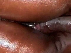Oiled ebony ass gets fucked by black cock 😍