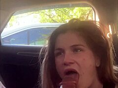 Public parking lot deepthroat and gagging