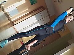 Sunset dildo orgasm masturbation while exercising close-up!