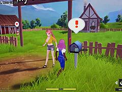 Hentai game features pregnant futanari farm girl