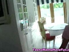 Real teen 18+ lesbo toyed.