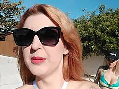 Barbara Alves and Joy Cardozo share big tits in voyeur pernocas scene.