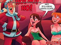 Hey, yaramaz ev çizgi romanında vahşi Noel orgisi, grup hentai eylemiyle.
