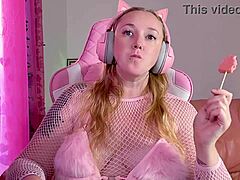 asmr big tits sucking and licking lollipop