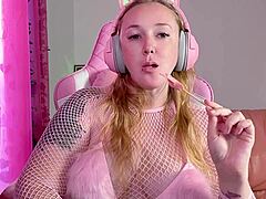 asmr big tits sucking and licking lollipop