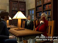 Parodi Sims 4 blonde dalam aksi grup liar