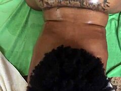 Hazelnutxxx's oiled ebony body shines brightly