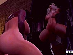 this shemale has me in a bdsm machine, cumming all over my body, feels amazing